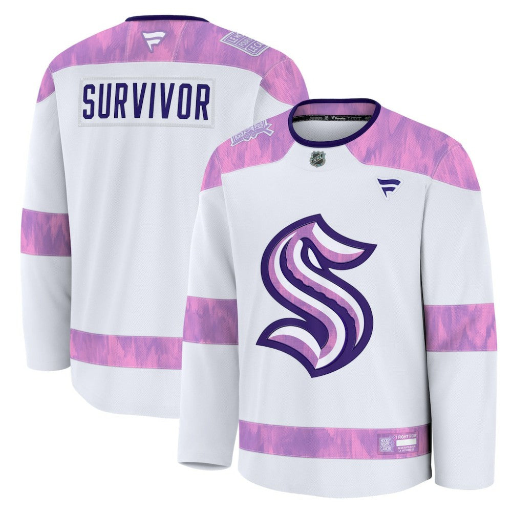 Seattle Kraken Fanatics Hockey Fights Cancer Survivor Practice Jersey - White | US 203564952