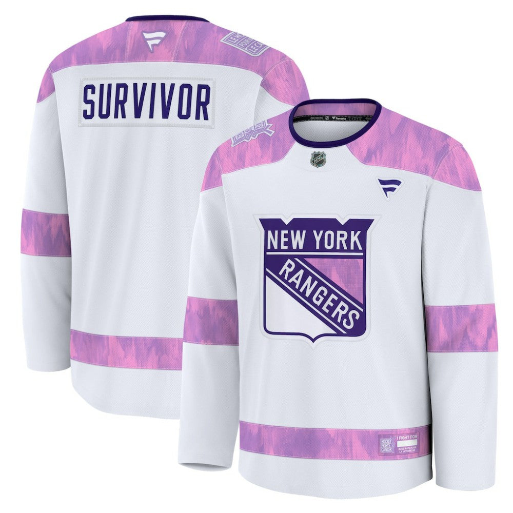 New York Rangers Fanatics Hockey Fights Cancer Survivor Practice Jersey - White | US 203564959