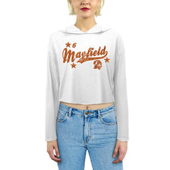 Baker Mayfield Tampa Bay Buccaneers Majestic Threads Women's Glitter Wordmark Hoodie - White Hoodies