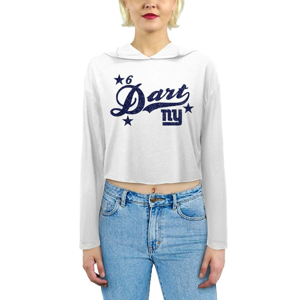Jaxson Dart New York Giants Majestic Threads Women's Glitter Wordmark Hoodie - White Hoodies