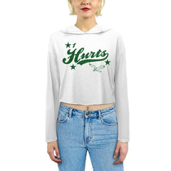 Jalen Hurts Philadelphia Eagles Majestic Threads Women's Glitter Wordmark Hoodie - White Hoodies