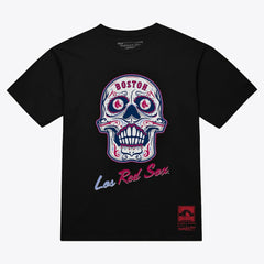 Boston Red Sox Mitchell & Ness Women's Sugar Skull Boxy T-Shirt - Black T-shirts