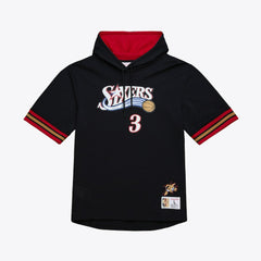 Allen Iverson Philadelphia 76ers Mesh Name & Number Short Sleeve Hoodie Black - Mitchell & Ness outlet