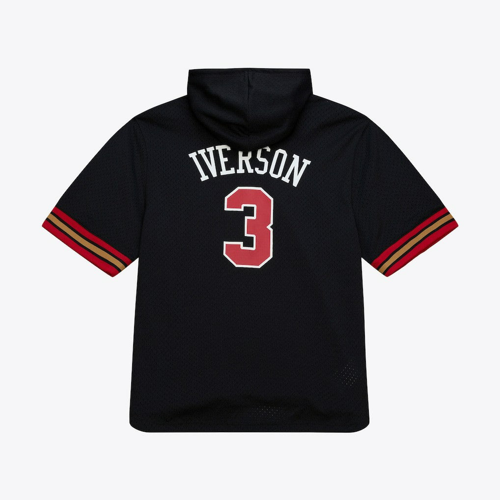 Allen Iverson Philadelphia 76ers Mesh Name & Number Short Sleeve Hoodie Black - Mitchell & Ness outlet