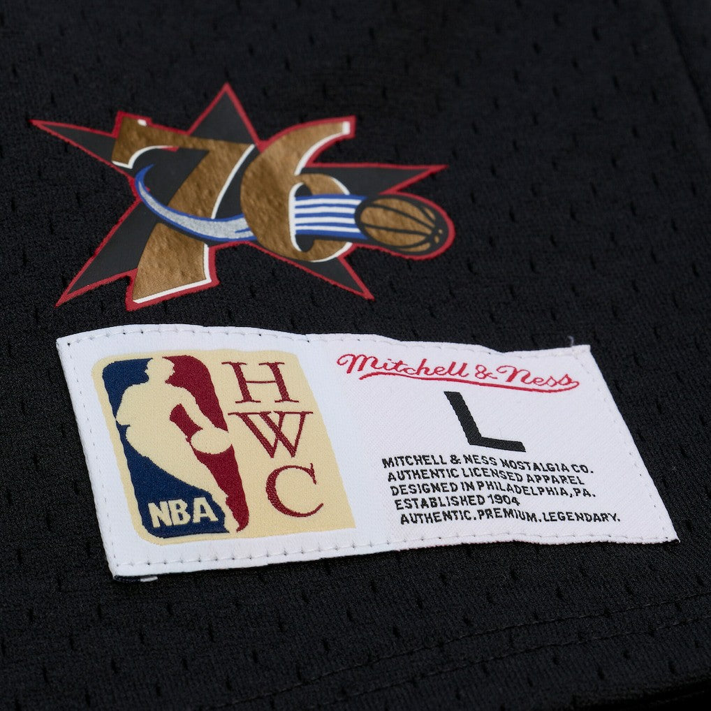 Allen Iverson Philadelphia 76ers Mesh Name & Number Short Sleeve Hoodie Black - Mitchell & Ness outlet