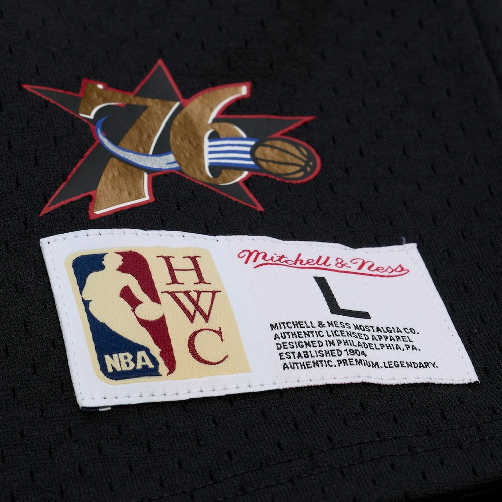 Allen Iverson Philadelphia 76ers Mesh Name & Number Short Sleeve Hoodie Black - Mitchell & Ness outlet