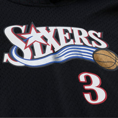 Allen Iverson Philadelphia 76ers Mesh Name & Number Short Sleeve Hoodie Black - Mitchell & Ness outlet