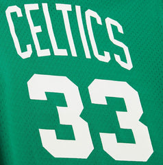 Larry Bird Boston Celtics Mesh Name & Number Short Sleeve Hoodie Kelly Green - Mitchell & Ness