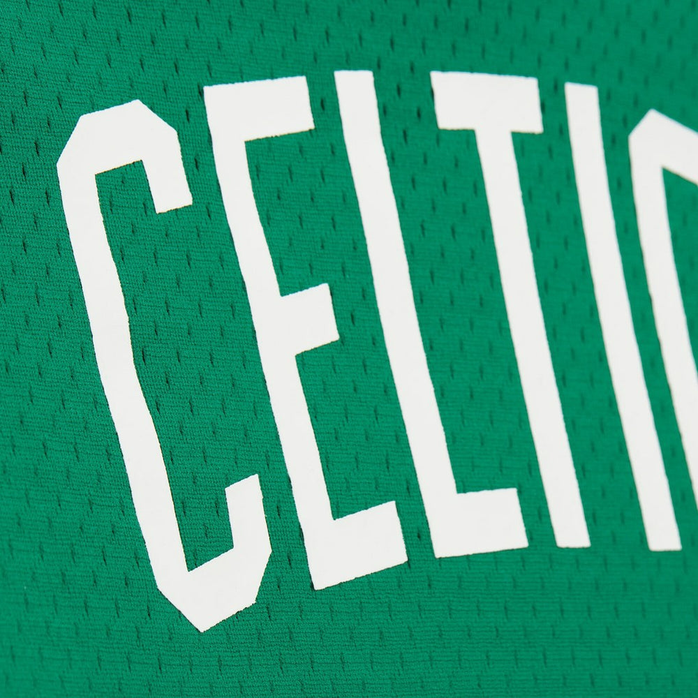 Larry Bird Boston Celtics Mesh Name & Number Short Sleeve Hoodie Kelly Green - Mitchell & Ness