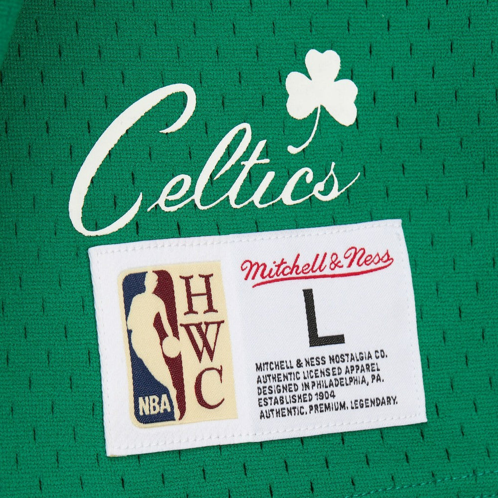 Larry Bird Boston Celtics Mesh Name & Number Short Sleeve Hoodie Kelly Green - Mitchell & Ness