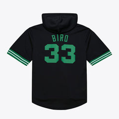 Larry Bird Boston Celtics Mesh Name & Number Short Sleeve Hoodie Black - Mitchell & Ness