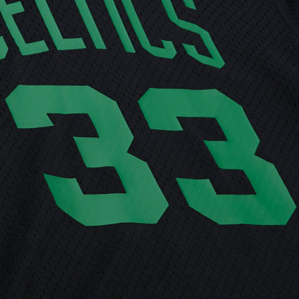 Larry Bird Boston Celtics Mesh Name & Number Short Sleeve Hoodie Black - Mitchell & Ness