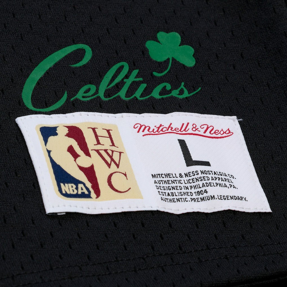 Larry Bird Boston Celtics Mesh Name & Number Short Sleeve Hoodie Black - Mitchell & Ness