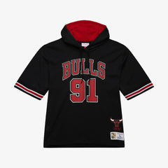 Dennis Rodman Chicago Bulls Mesh Name & Number Short Sleeve Hoodie Black - Mitchell & Ness
