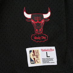 Dennis Rodman Chicago Bulls Mesh Name & Number Short Sleeve Hoodie Black - Mitchell & Ness