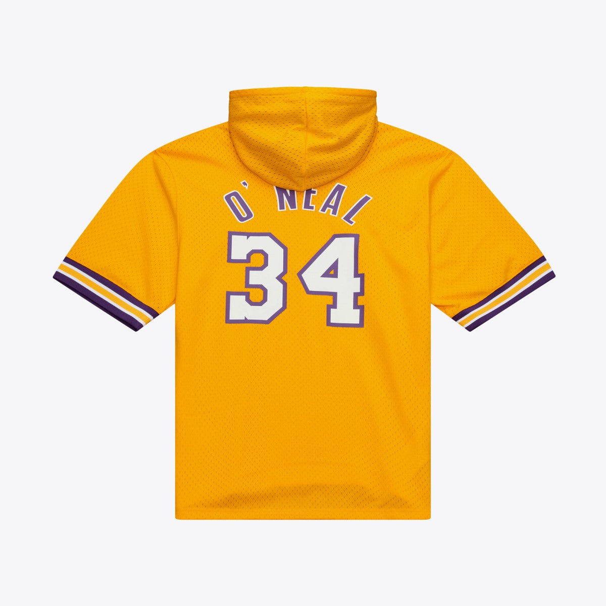 Shaquille O'Neal Los Angeles Lakers Mesh Name & Number Short Sleeve Hoodie Gold - Mitchell & Ness outlet