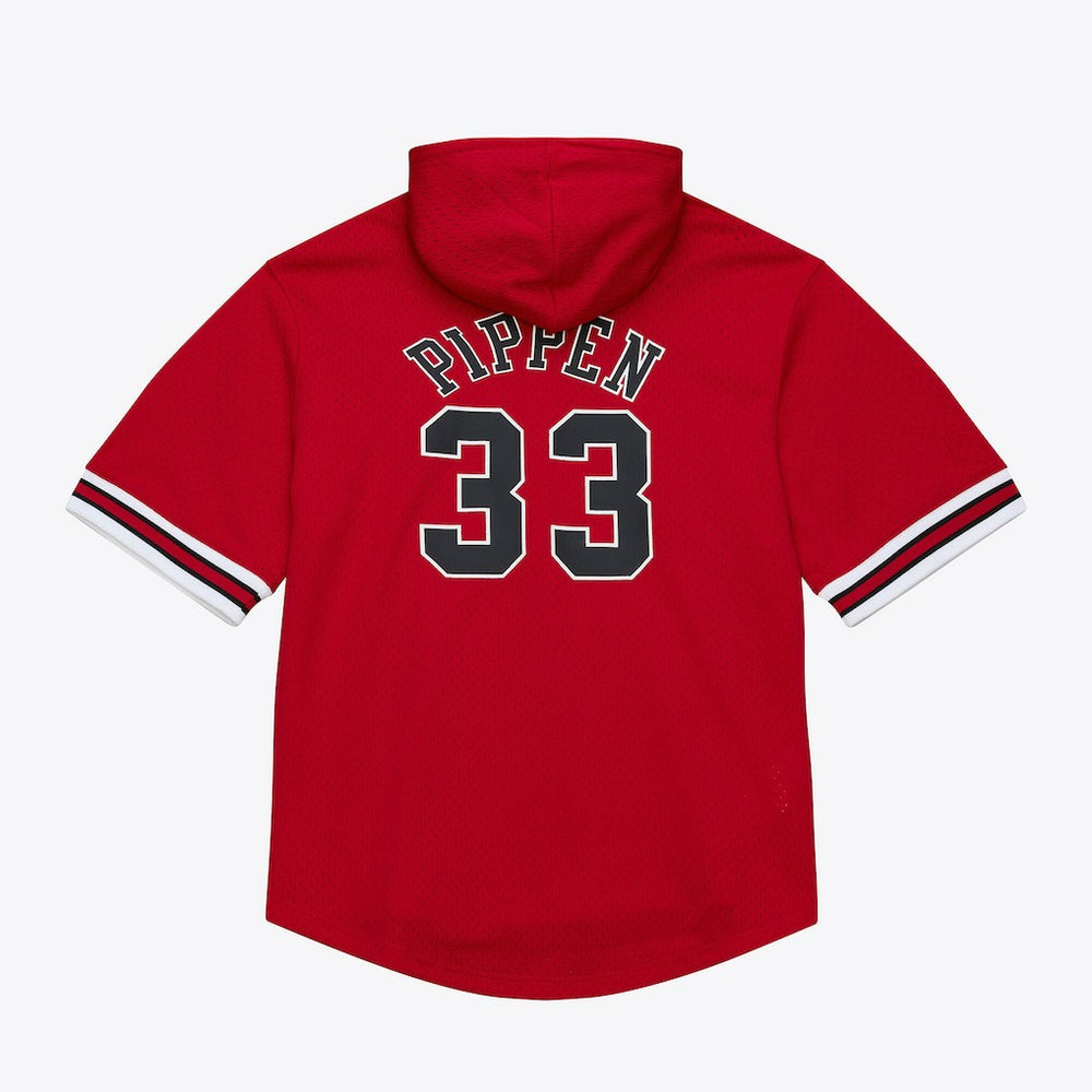 Scottie Pippen Chicago Bulls Mesh Name & Number Short Sleeve Hoodie Red - Mitchell & Ness