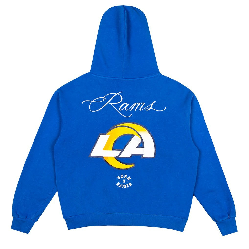 Los Angeles Rams Born x Raised Unisex Fine Line Hoodie - Royal Hoodies