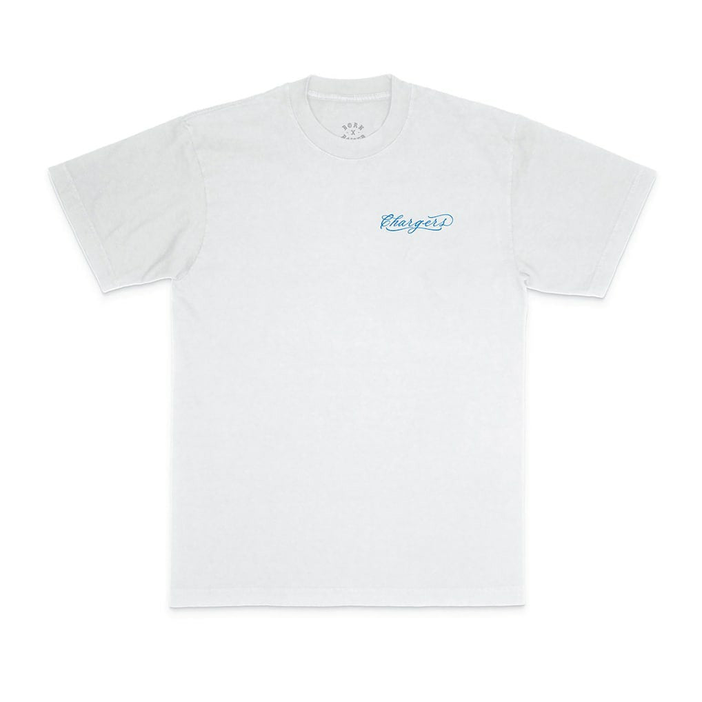 Los Angeles Chargers Born x Raised Unisex Fine Line T-Shirt - White T-shirts