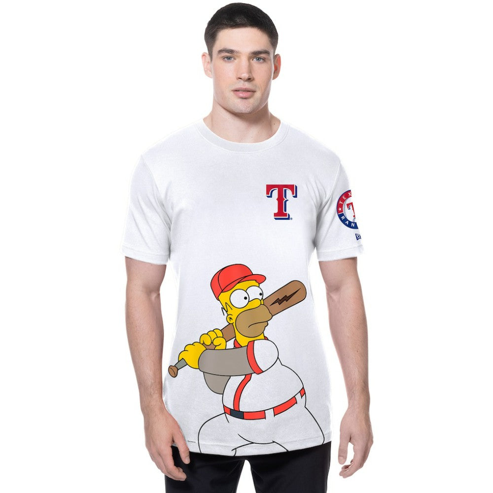 Texas Rangers New Era MLB x Simpsons Homer Wonderbat T-Shirt - White T-shirts