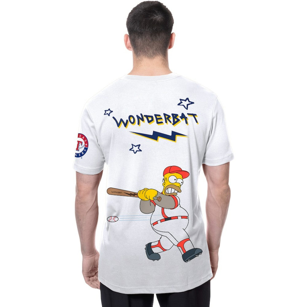 Texas Rangers New Era MLB x Simpsons Homer Wonderbat T-Shirt - White T-shirts
