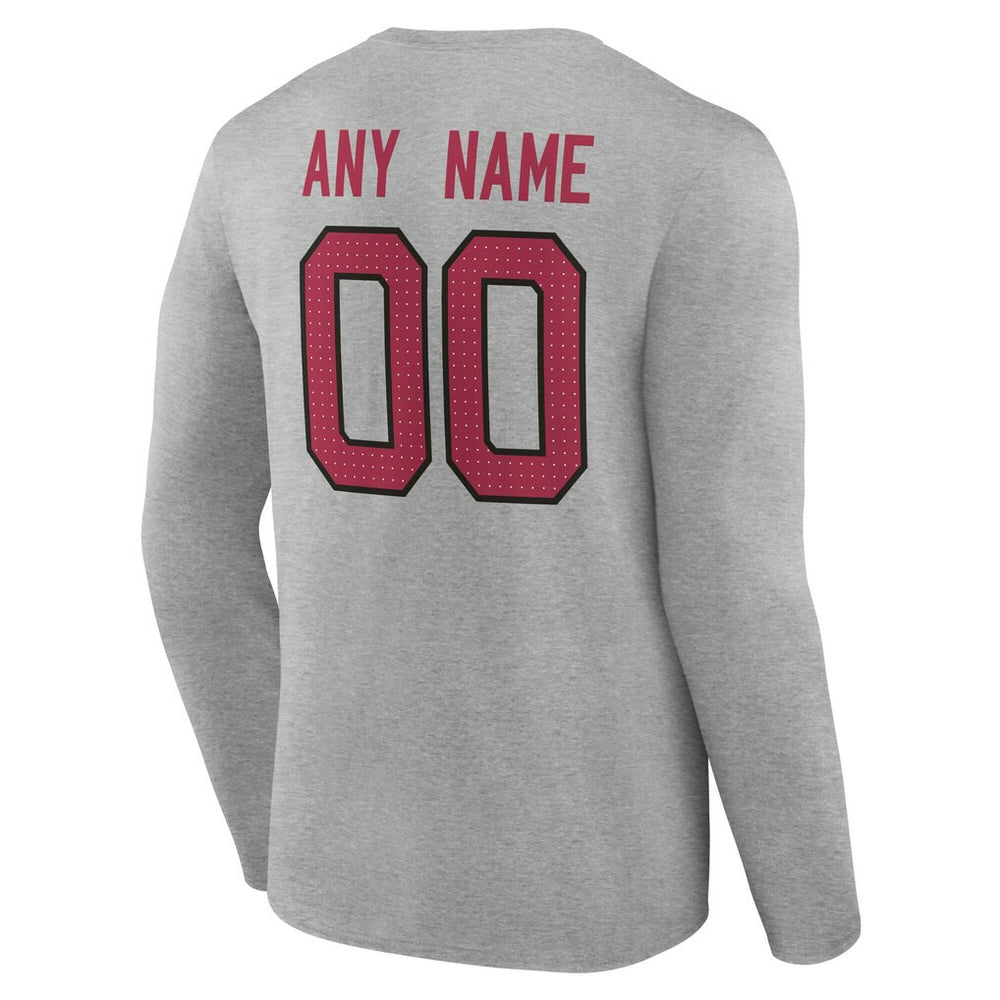 Arizona Cardinals Team Authentic Personalized Name & Number Long Sleeve T-Shirt - Gray T-shirts