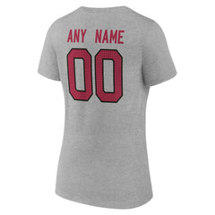 Arizona Cardinals Women's Team Authentic Personalized Name & Number V-Neck T-Shirt - Gray T-shirts