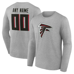 Atlanta Falcons Team Authentic Personalized Name & Number Long Sleeve T-Shirt - Gray T-shirts