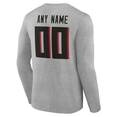 Atlanta Falcons Team Authentic Personalized Name & Number Long Sleeve T-Shirt - Gray T-shirts