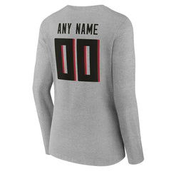 Atlanta Falcons Women's Team Authentic Personalized Name & Number Long Sleeve V-Neck T-Shirt - Gray T-shirts
