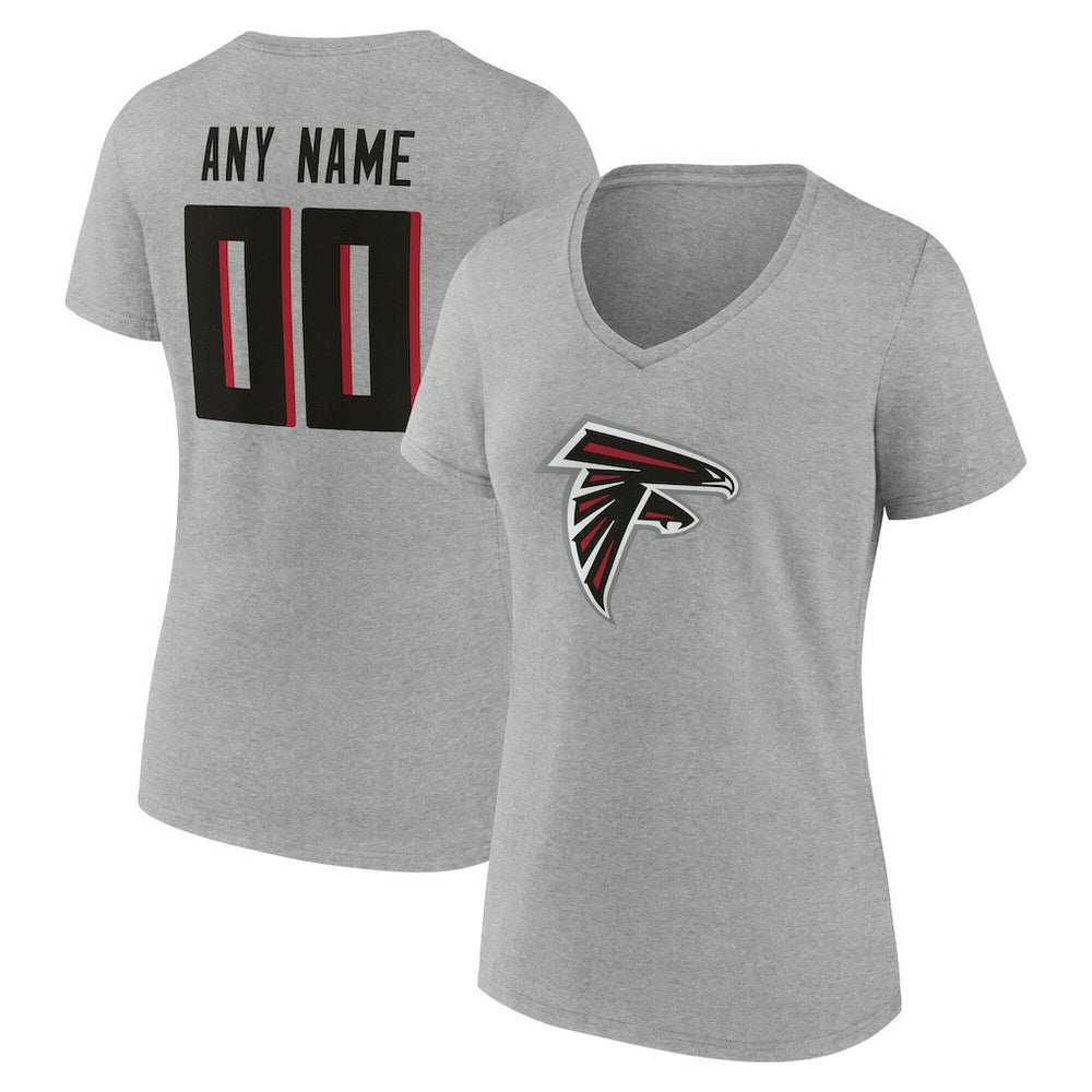 Atlanta Falcons Women's Team Authentic Personalized Name & Number V-Neck T-Shirt - Gray T-shirts