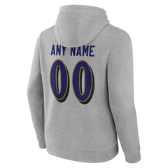 Baltimore Ravens Team Authentic Personalized Name & Number Hoodie - Gray Hoodies