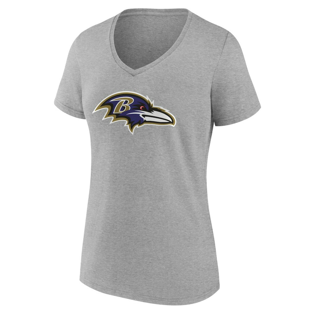 Baltimore Ravens Women's Team Authentic Personalized Name & Number V-Neck T-Shirt - Gray T-shirts