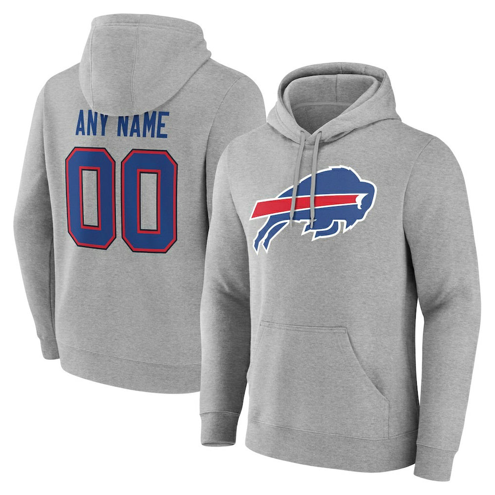 Buffalo Bills Team Authentic Personalized Name & Number Hoodie - Gray Hoodies