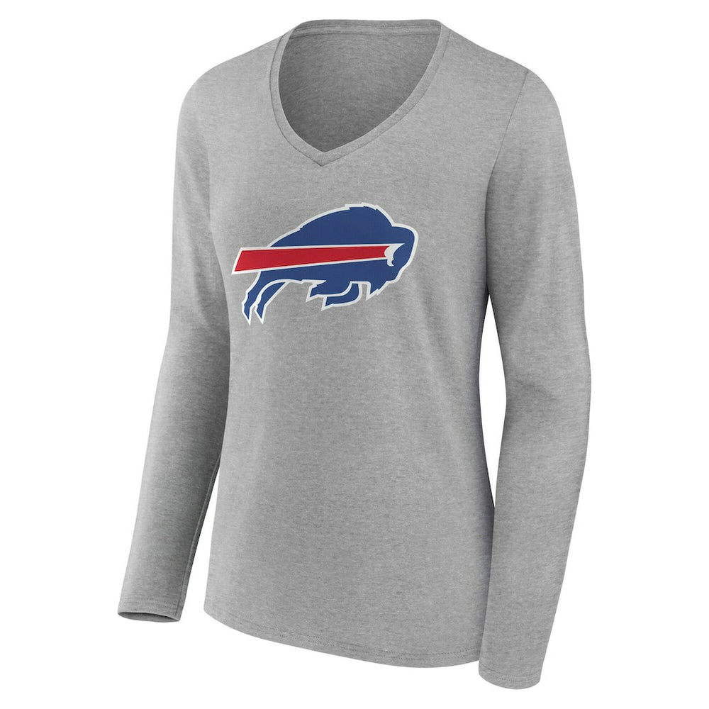 Buffalo Bills Women's Team Authentic Personalized Name & Number Long Sleeve V-Neck T-Shirt - Gray T-shirts