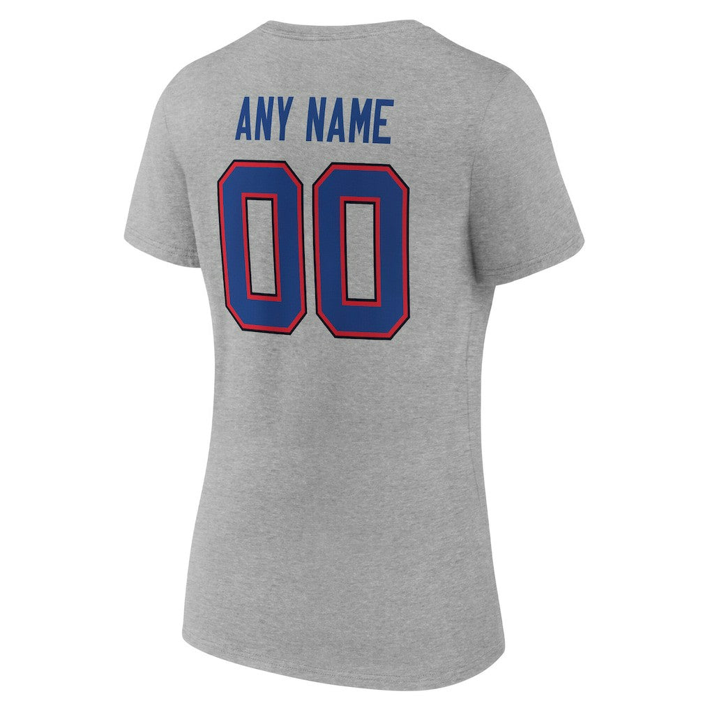 Buffalo Bills Women's Team Authentic Personalized Name & Number V-Neck T-Shirt - Gray T-shirts
