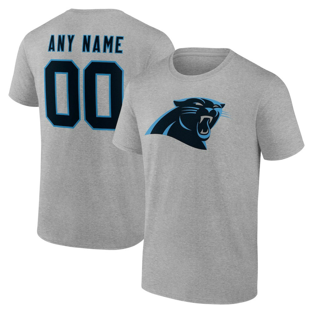 Carolina Panthers Team Authentic Personalized Name & Number T-Shirt - Gray T-shirts