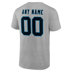 Carolina Panthers Team Authentic Personalized Name & Number T-Shirt - Gray T-shirts