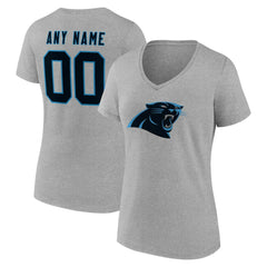 Carolina Panthers Women's Team Authentic Personalized Name & Number V-Neck T-Shirt - Gray T-shirts