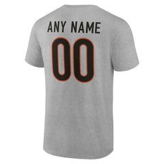 Cincinnati Bengals Team Authentic Personalized Name & Number T-Shirt - Gray T-shirts
