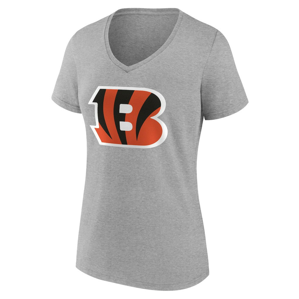 Cincinnati Bengals Women's Team Authentic Personalized Name & Number V-Neck T-Shirt - Gray T-shirts