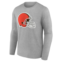 Cleveland Browns Team Authentic Personalized Name & Number Long Sleeve T-Shirt - Gray T-shirts