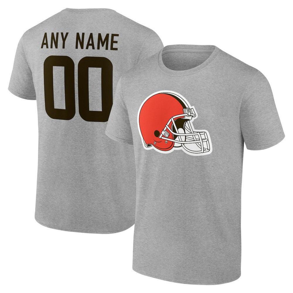Cleveland Browns Team Authentic Personalized Name & Number T-Shirt - Gray T-shirts
