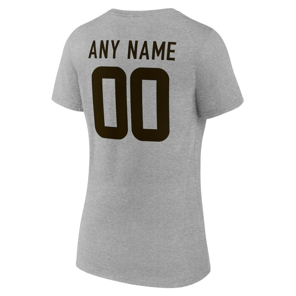 Cleveland Browns Women's Team Authentic Personalized Name & Number V-Neck T-Shirt - Gray T-shirts