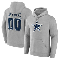 Dallas Cowboys Team Authentic Personalized Name & Number Hoodie - Gray Hoodies