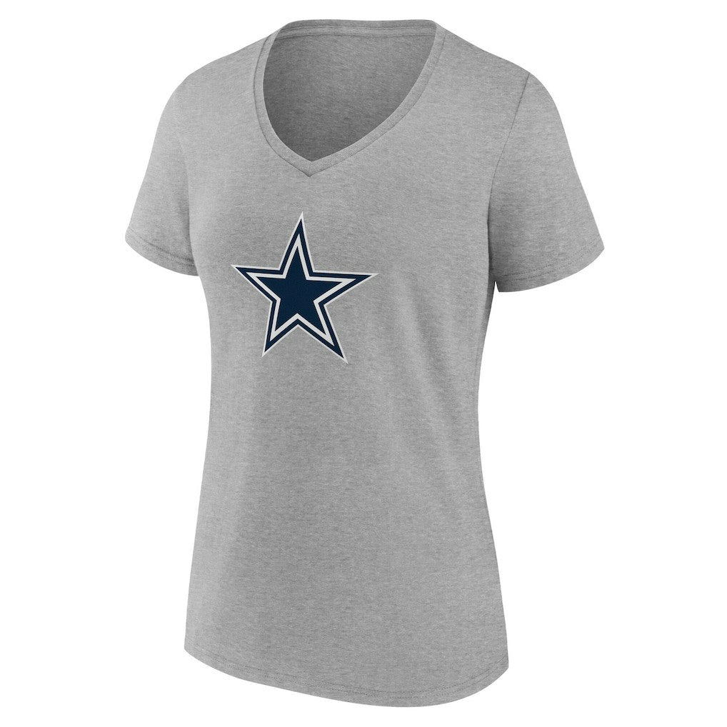 Dallas Cowboys Women's Team Authentic Personalized Name & Number V-Neck T-Shirt - Gray T-shirts