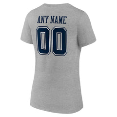 Dallas Cowboys Women's Team Authentic Personalized Name & Number V-Neck T-Shirt - Gray T-shirts
