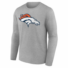 Denver Broncos Team Authentic Personalized Name & Number Long Sleeve T-Shirt - Gray T-shirts