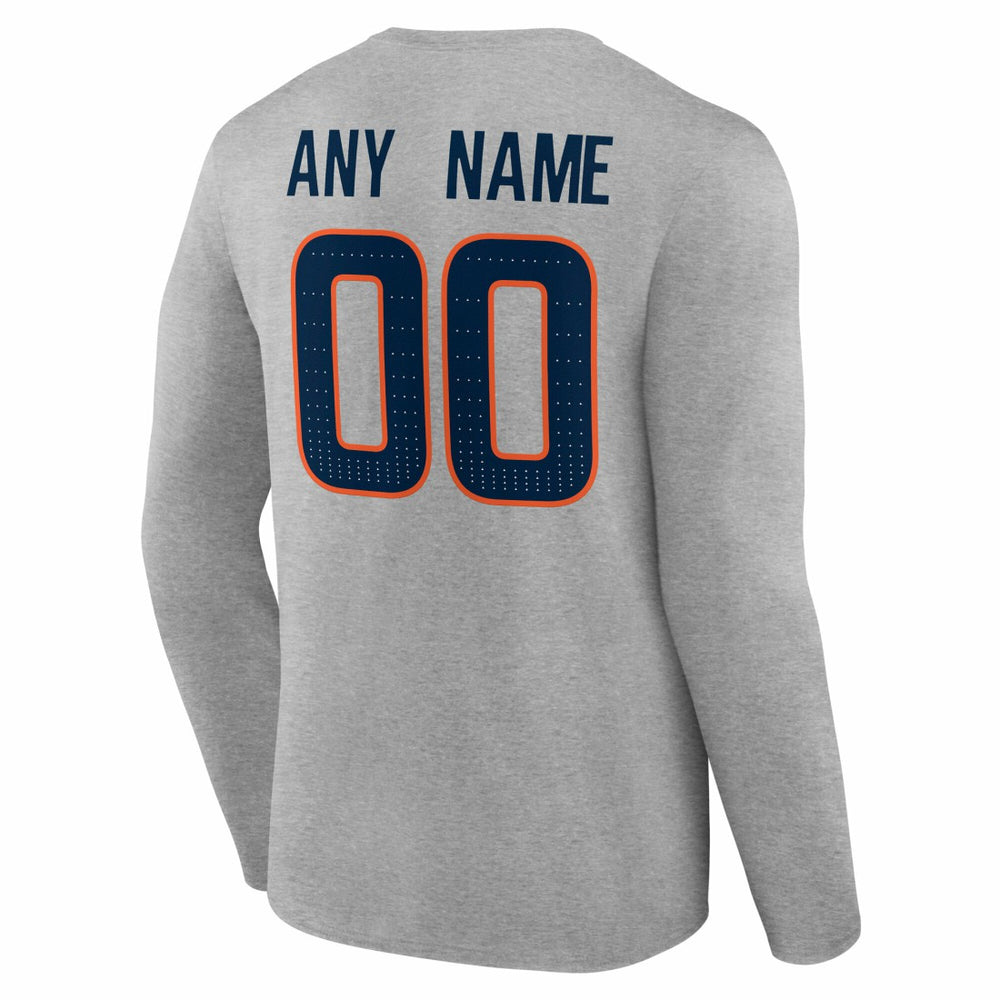 Denver Broncos Team Authentic Personalized Name & Number Long Sleeve T-Shirt - Gray T-shirts