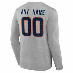 Denver Broncos Team Authentic Personalized Name & Number Long Sleeve T-Shirt - Gray T-shirts